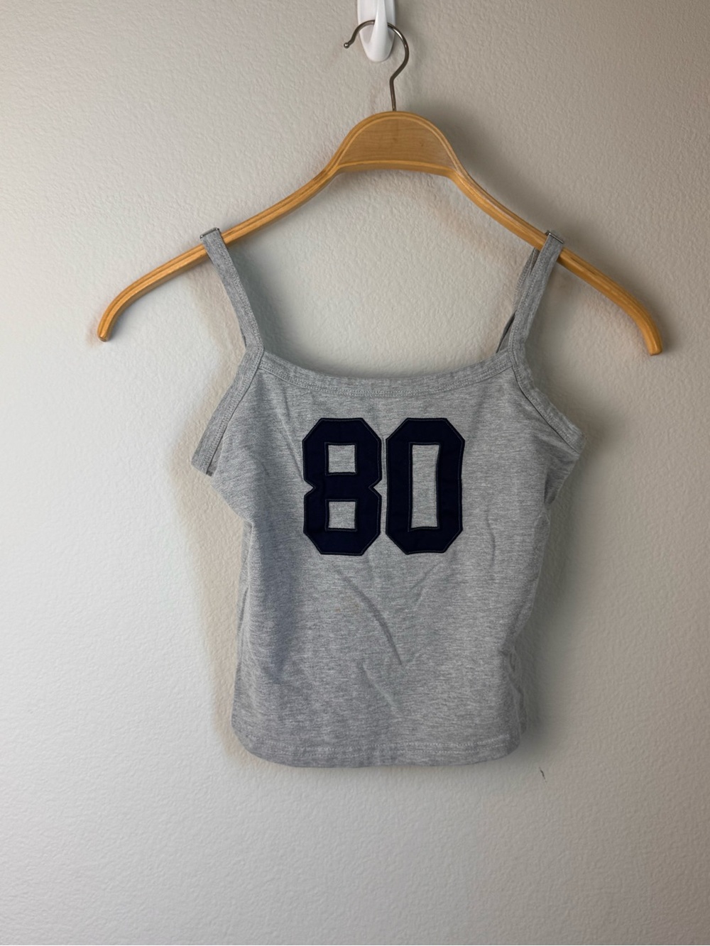 Edikted Gray Tank Top with Navy '80' Applique